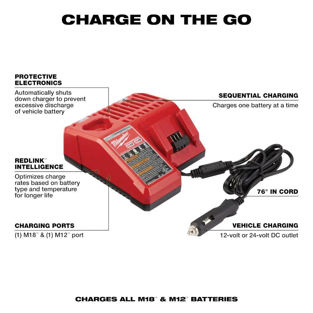 milwaukee vehicle car battery charger lithium-ion multi voltage