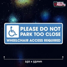 WHEELCHAIR ACCESS REQUIRED Printed Car Window Sticker Disabled Blue Badge Decal