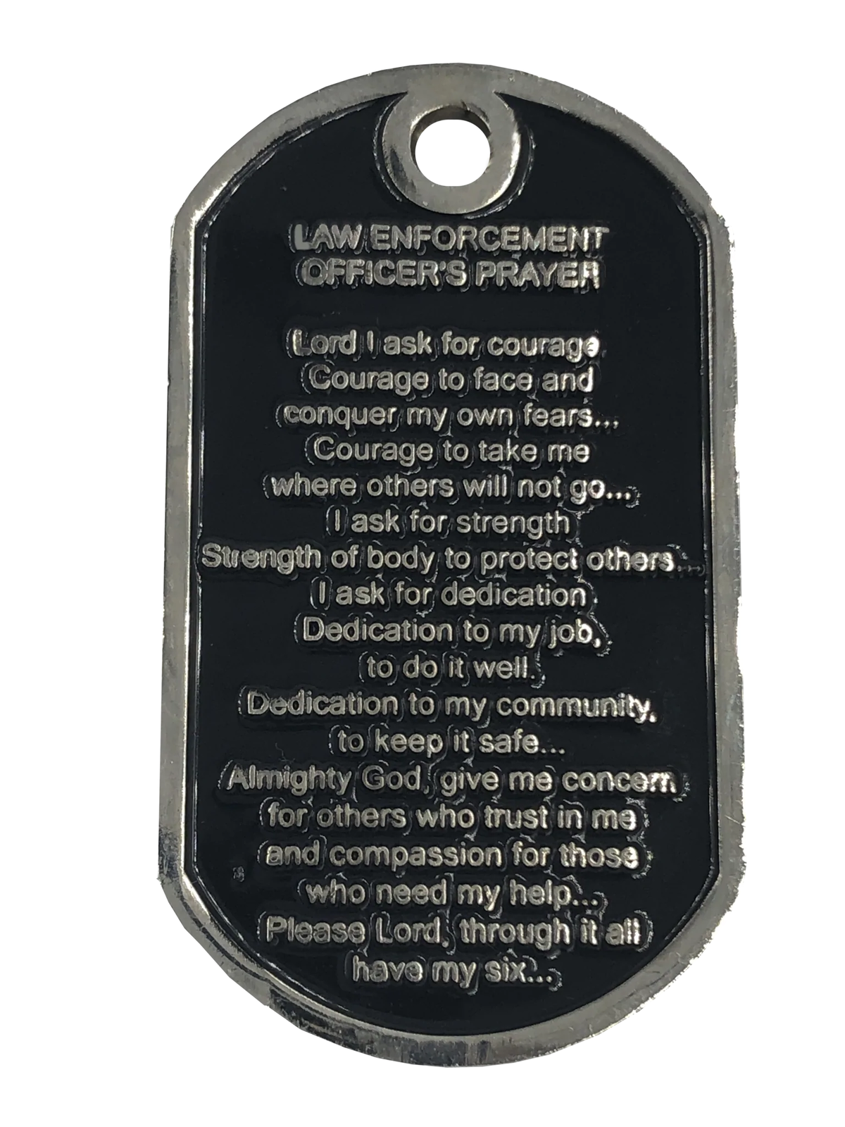 Police Officer's Prayer Thin Blue Line Challenge Coin Dog Tag Keychain