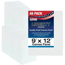 Blank Cotton Canvas Panels 9"x12" 48-Pack Mounted Art Boards Paint Supplies