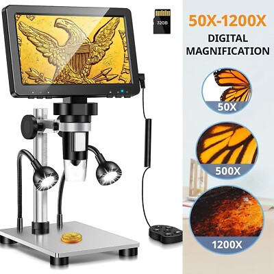 Professional Digital Electron Microscope  1200x Magnification HD USB 10 LEDLight