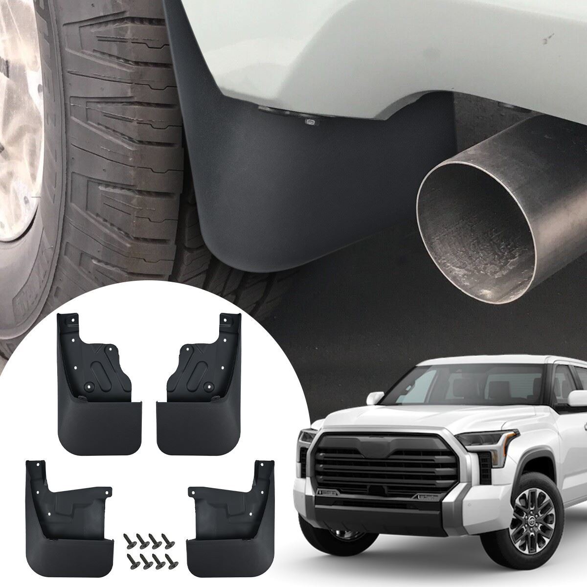4Pcs Front + Rear Mud Flap For Toyota for Tundra 2022-2023 Mudguard Kit Black US