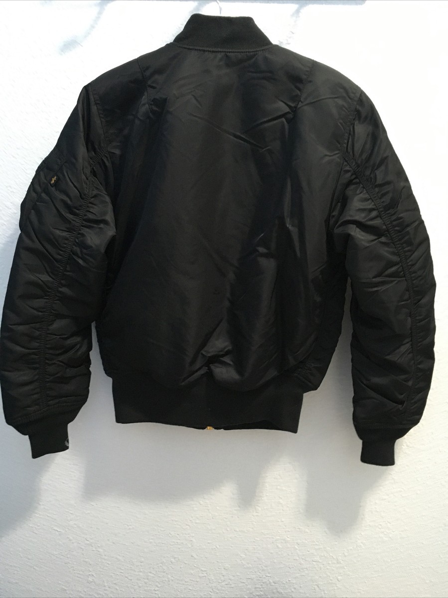 Alpha Industries MA 1 Flight Bomber Jacket Black Orange Size XS