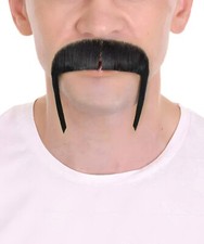 HPO Adult Men's Fake Human Hair HandleBar Western Mustache Black