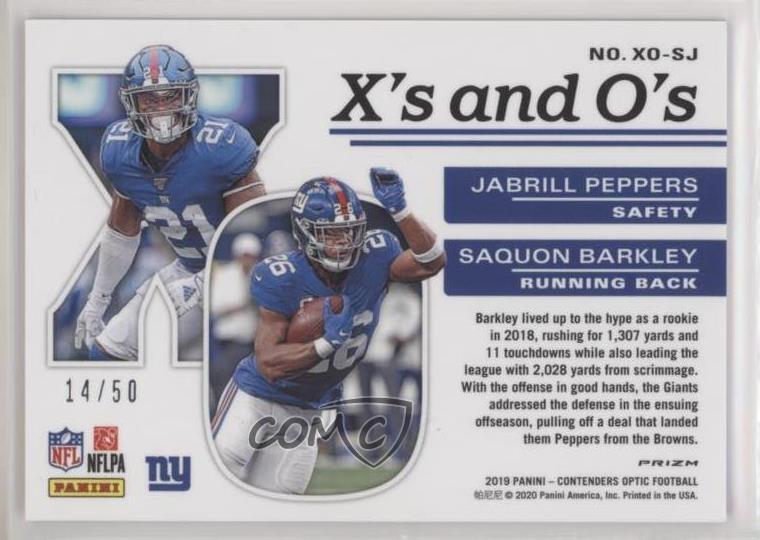 2019 Panini Contenders Optic Xs and Os Orange /50 Jabrill Peppers