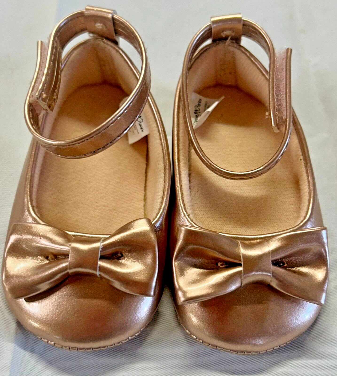 First Steps by Stepping Stones Metallic Bronze Girls Baby Toddler Slipper Shoes