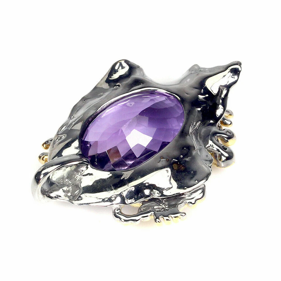 SHOLA Vera Pietra Naturale Amethysto Viola Pendente Argento Sterling N332 - Immagine 3 di 3