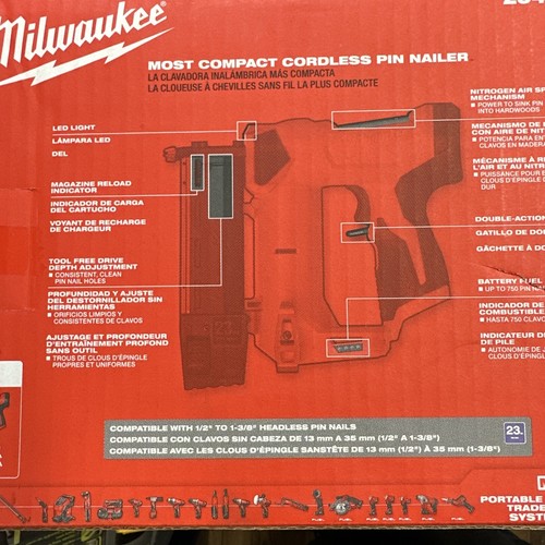 NEW IN BOX Milwaukee 254020 M12 12V 23 Gauge Compact Cordless Pin
