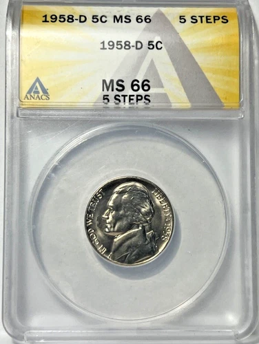 1958-D Full Steps NGC MS66 5FS Jefferson Nickel 5c (015 #85)