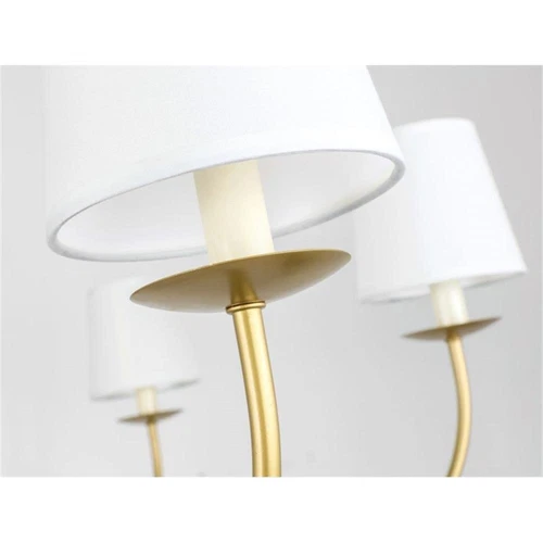 Living District Eclipse 6-Light Metal & Fabric Chandelier in Brass/White - Picture 9 of 10