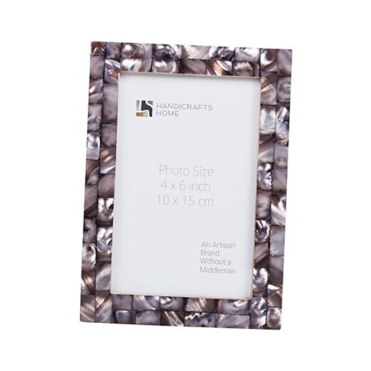 Picture Frames Chic Photo Frame Mother of Pearl Handmade Vintage 8x10 Grey-image