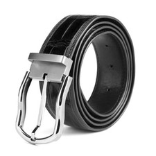 No Jointed - Luxury Genuine Croco Belly Skin Leather Belt Men's W 1.5 inch