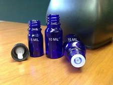 Blue Glass Bottles with Euro Droppers and Bla...