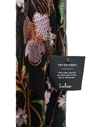Lulus Radiant Fantasy Black Floral Embroidered Tulle Maxi Dress L NWT Dark Fairy - Picture 18 of 20