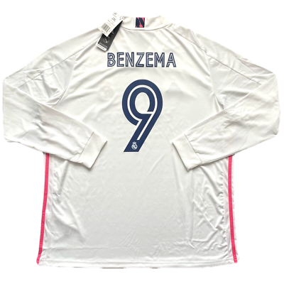 2020/21 Real Madrid Home Jersey #9 Benzema 2XL Adidas Soccer Long