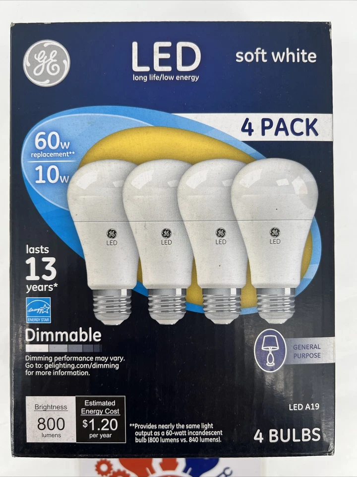 (Box of 4) GE LED Compact Led Bulbs, White, A19, 2,700K Temp, 800 Lumens, 60 W - Image 3 of 4