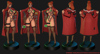 Flashing Merchant, Girl, Statue, 3D Druck, Fan Art, sexy Pin-Up Figur, UNBEMALT