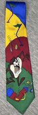 Taz Golf Theme Looney Tunes Tie Mens Warner Brothers 100 Silk Blue Red 56  USA