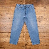 Vintage Levis 550 Jeans 36 x 30 90s Stonewash Straight Blue Red Tab Denim