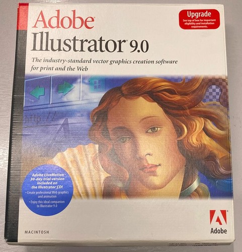 New Boxed Vintage 1998 Adobe Illustrator 9.0 Upgrade for Mac Macintosh - Picture 1 of 7