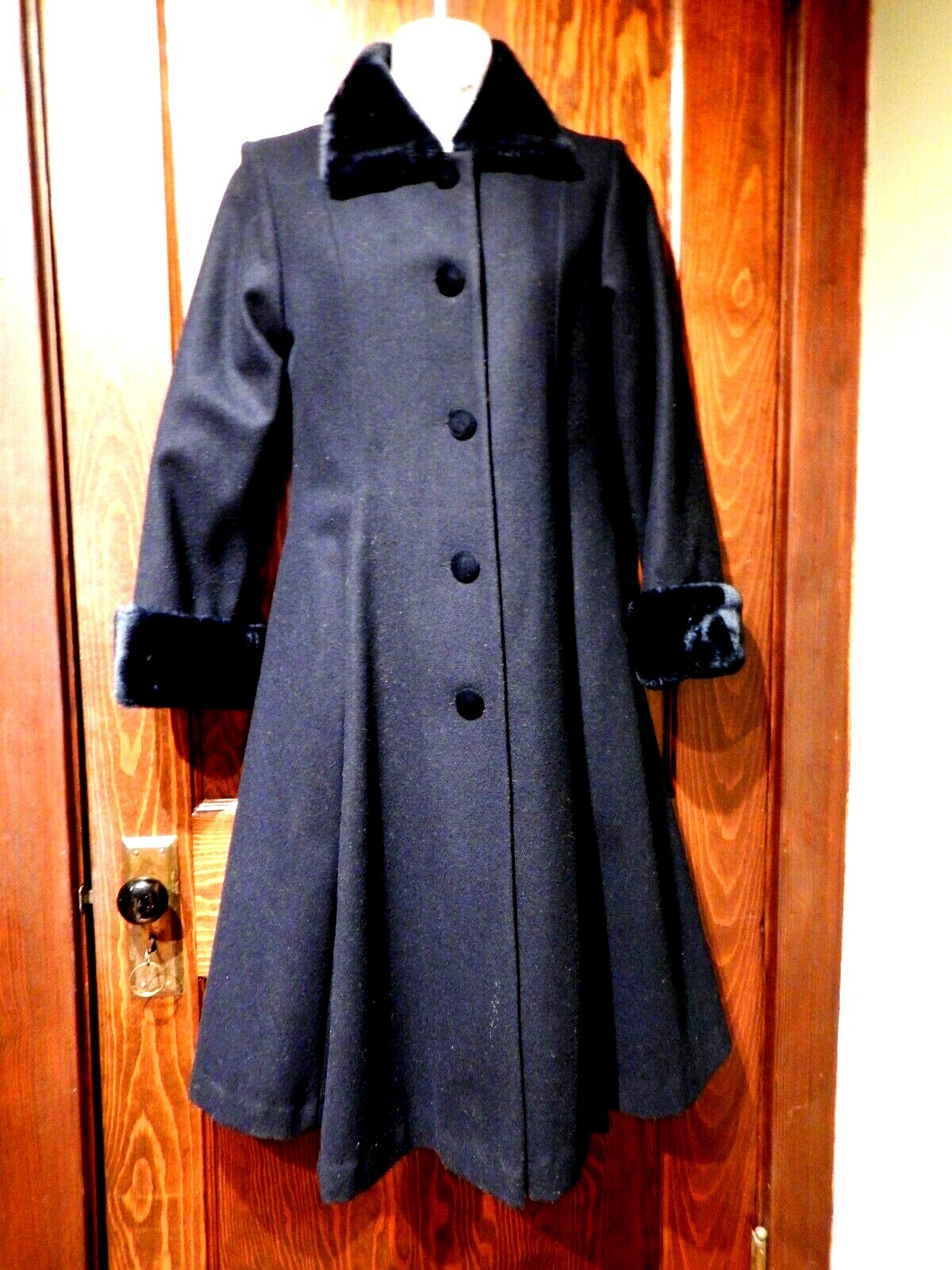 faux fur cuffs collar fit flare XS 