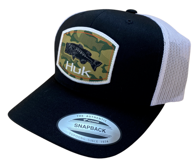 Huk Men's Camo Bass Trucker Hat Black 