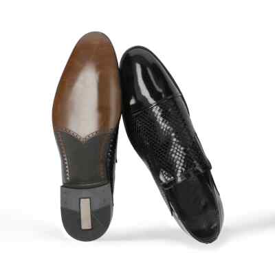 Designer Glazed Leather Shoes Bold Black, mens shiny black oxford style shoes