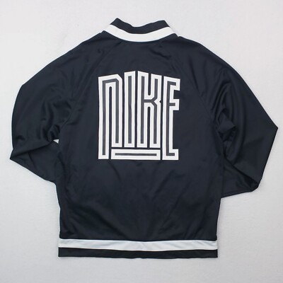 Nike Jacket Mens Medium Black White Starting Five Spellout Warm Up Track Coat