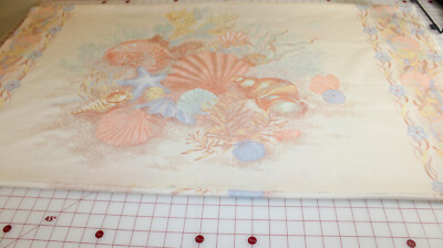 Seashell Fabric Panel Approx. 25x44. Missing Small amount of Selvage. RB-920