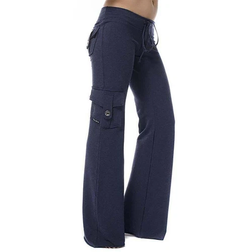 Damen Kampf Cargo lange Hose Hose Fitnessstudio Sport Freizeit lockerer Unterteil - Bild 20 von 30