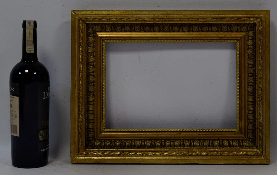 Marco de madera antiguo ca 1880-1900 estado original con hoja de metal 12,0 x 8,1 pulgadas Foto 2 de 4