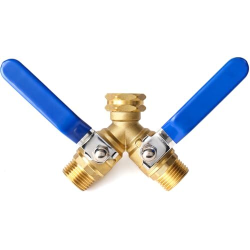 Garden Hose Splitter 2 Way Heavy Duty, Brass Faucet Adapter With Long Handle