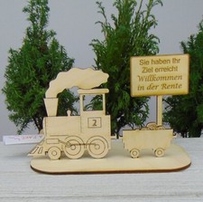 Ziel erreicht in Rente Eisenbahn Wagon Geldgeschenk Gutschein Holz Pensionäre