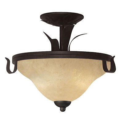 Matte Coffee And Golden Mottle Glass Semi Flush Mount Ceiling Light $285