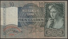 Netherlands 10 Gulden P-56b (1941) "F"