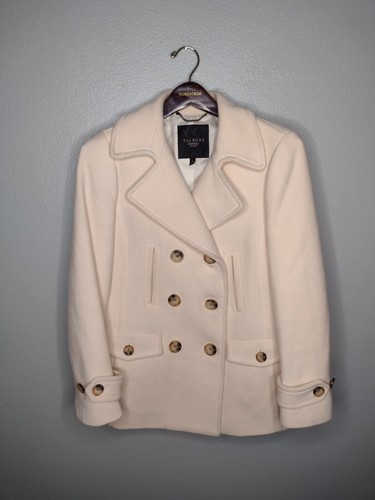 Talbots Women’s Wool Blend Peacoat Coat Jacket 4P Ivory Collar Lined