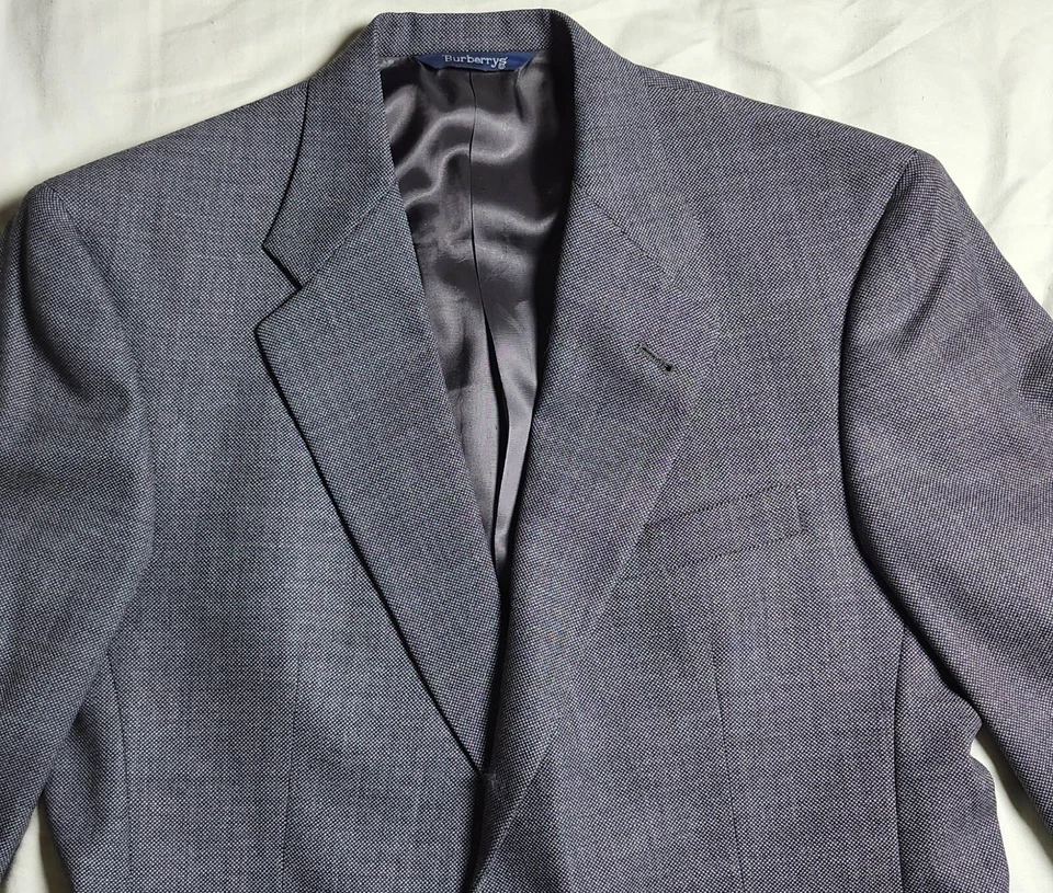 Calça e jaqueta Burberry terno completo 100% lã cinza escuro 2 peças tamanho 39S - Imagem 3 de 4