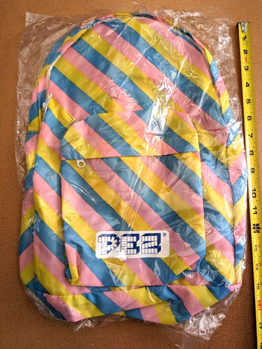 Zaino PEZ da collezione vintage anni 90 a righe NUOVO MAI RIMOSSO DALLA BORSA! - Foto 2 di 4