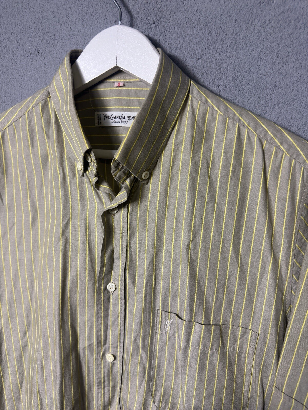 Yves Saint Laurent t shirt vintage con bottoni manica corta uomo a righe