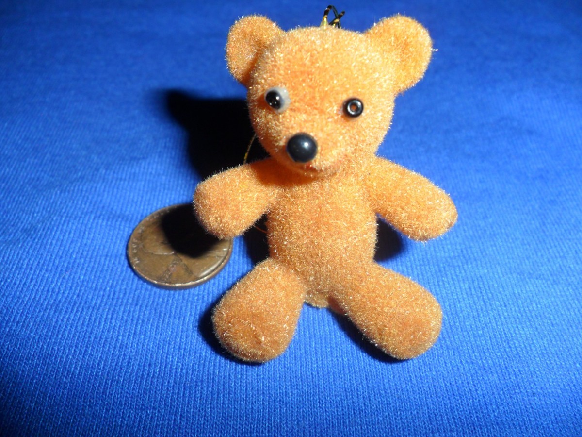 Vintage Plastic Body Flocked Miniature Teddy Bear