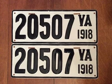1918 Virginia License Plate SET, 20507, Professionally Restored