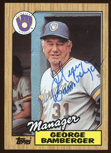 1987 Topps GEORGE BAMBERGER signierte Karte Autogramm AUTO BRAUER
