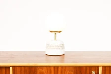 Ceramic Stoneware Studio Pottery Table Lamp — Globe Shade — White Glaze — L21