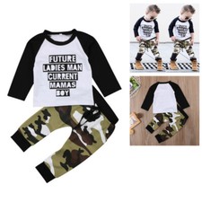 Toddler Infant Kids Baby Boys Clothes Long Sleeve T-shirt Top Camo Pants Outfits