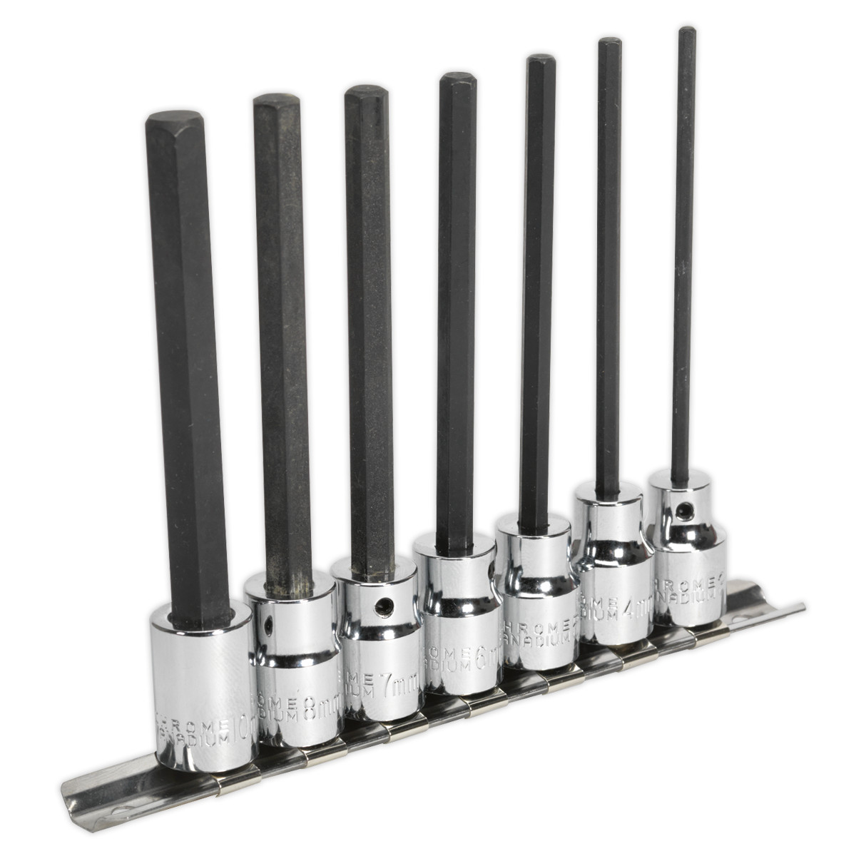 Sealey Hex Socket Bit Set 7 Pieces 3/8"" Square Drive 110mm Metric AK62254 - Image 5