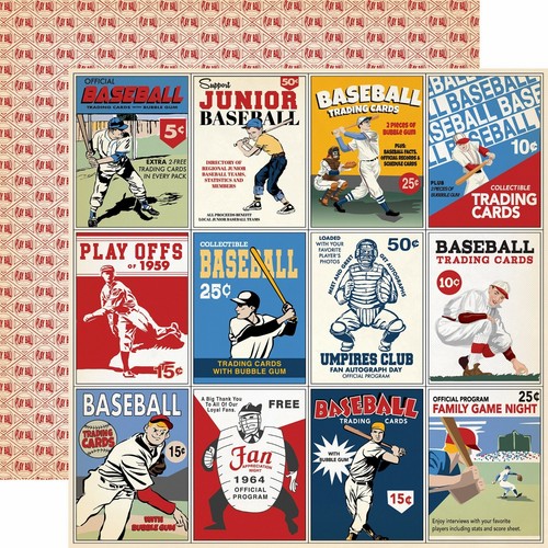2 Hojas de Papel Bella BÉISBOL 12x12 Libro de recortes Cartas - Tú eliges - Imagen 10 de 13