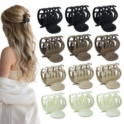 12 Pcs Double Row Teeth Four Color Small Clip Thin Hair Women Frosted Hair Cl...