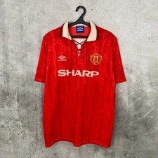 MANCHESTER UNITED 1992 1993 1994 HOME FOOTBALL SHIRT ADIDAS SHARP JERSEY SIZE XL