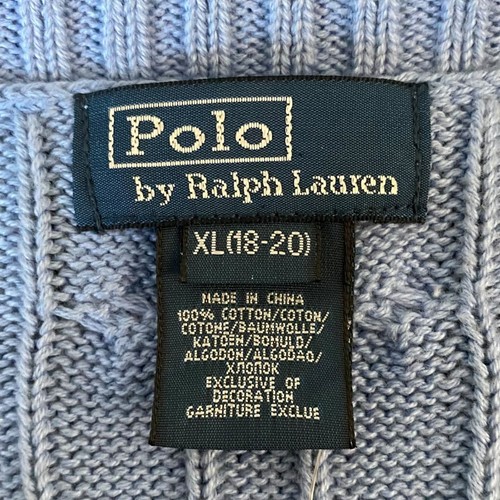 Polo Ralph Lauren Cable-Knit Sweater Vest Blue Boys XL 18-20 V-Neck Pullover New - Picture 8 of 10