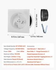 6 Inch Through-The-Wall Ventilation Fan, 110 CFM Through Wall Exhaust Fan With